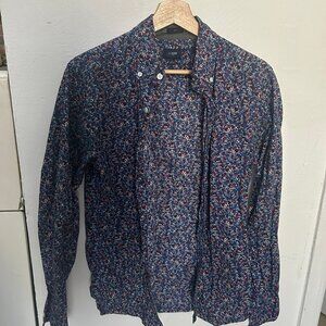 Men's small J. Crew blue floral slim fit button down